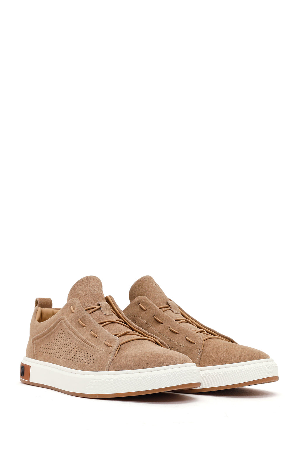 Erkek Bej Bağcıklı Süet Deri Sneaker