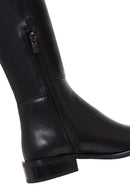 Women's Black Zippered Leather Boots | Derimod