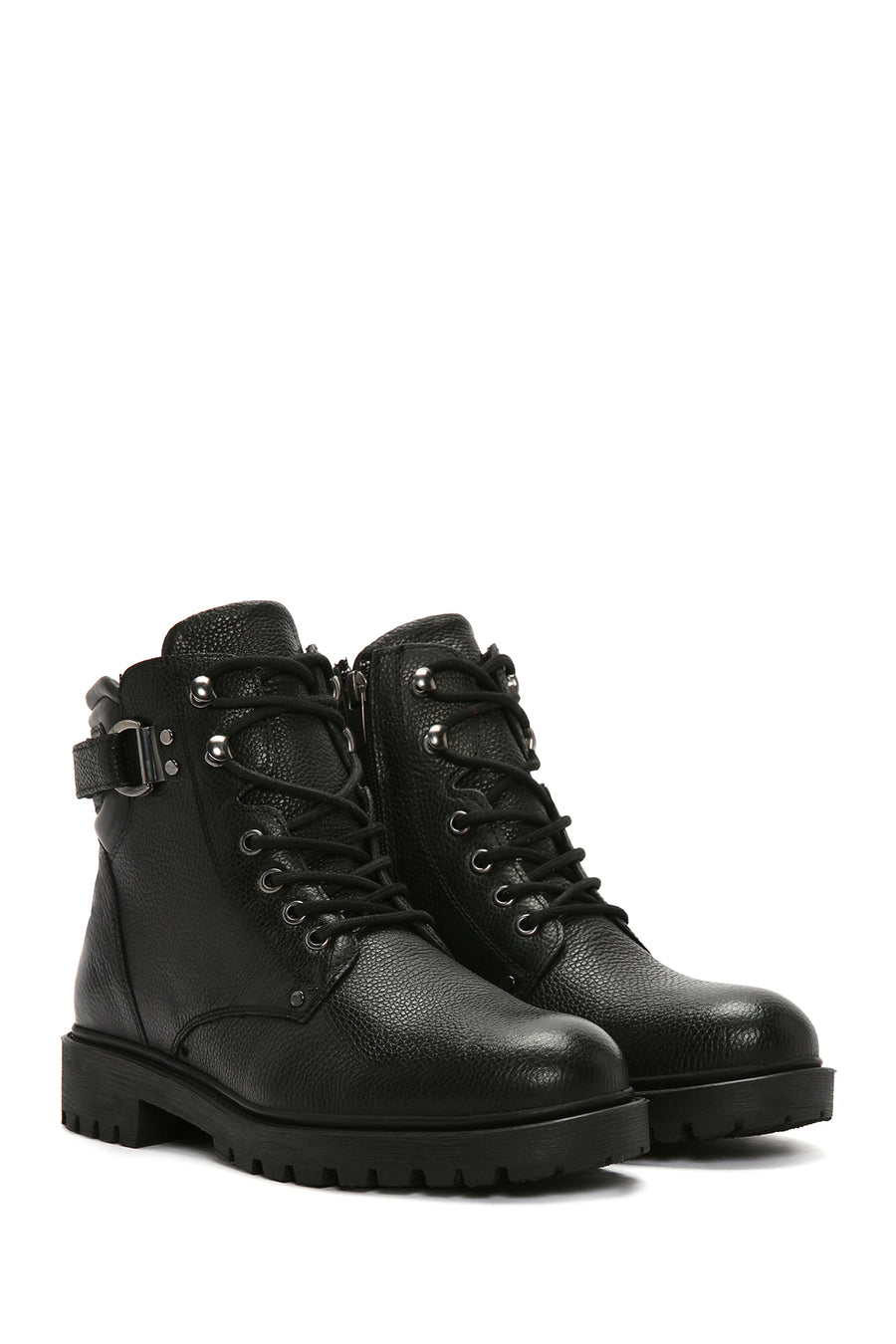 Men's Black Leather Zippered Casual Boots