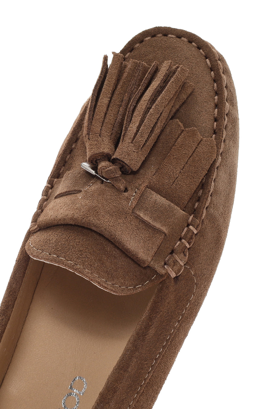 Women's Tan Tassel Suede Leather Loafer
