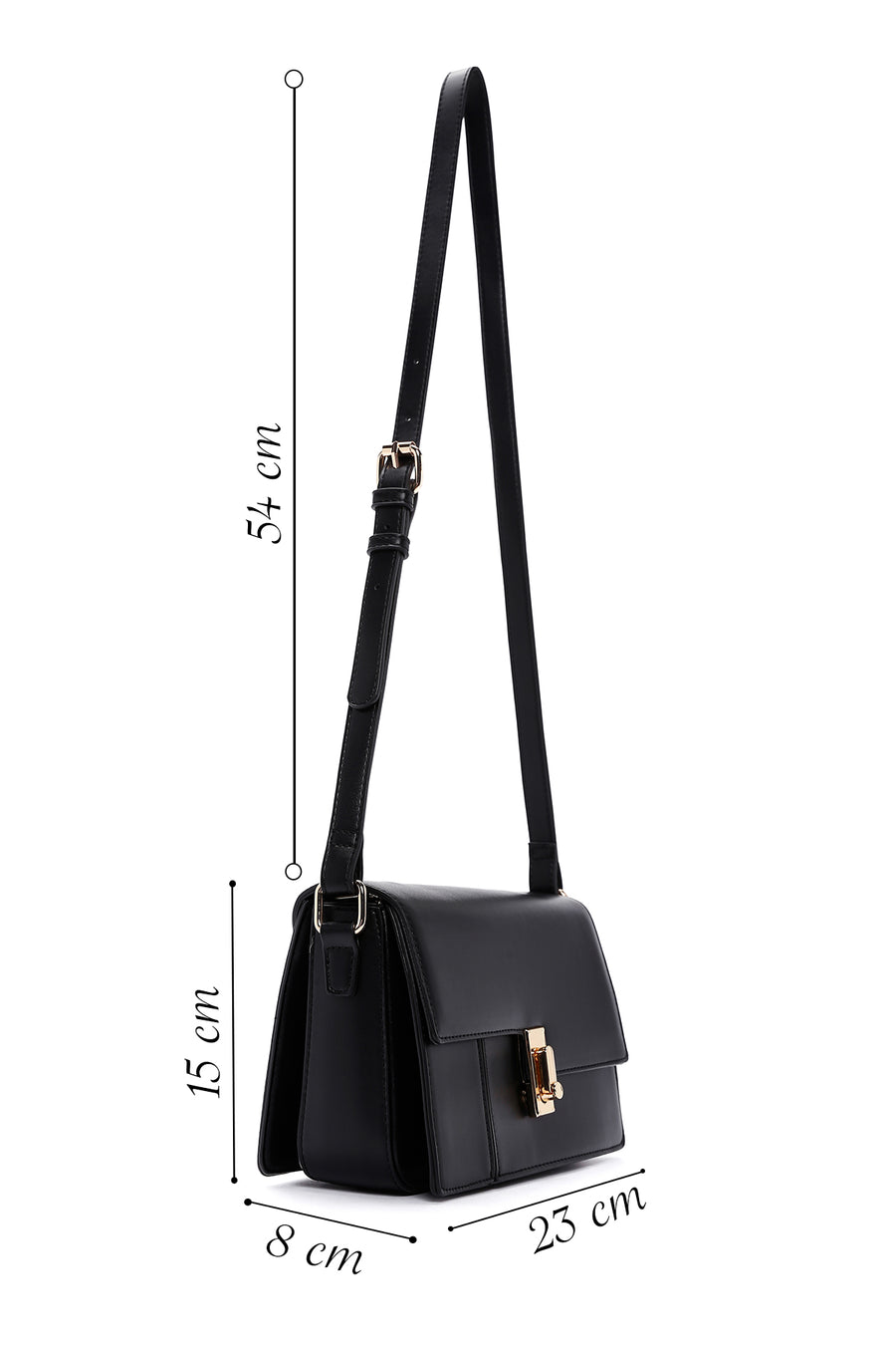 Woman Black Long-Strap Crossbody Bag