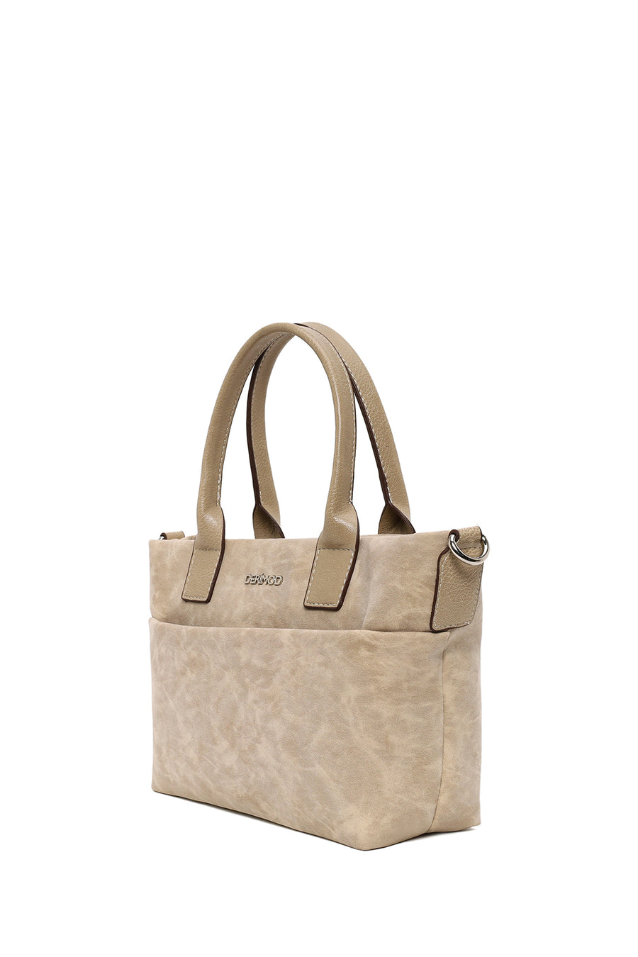 Woman Cream Long-Strap Nubuck Shoulder Bag