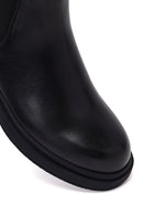 Woman Black Metal Detailed Leather Chelsea Boots | Derimod