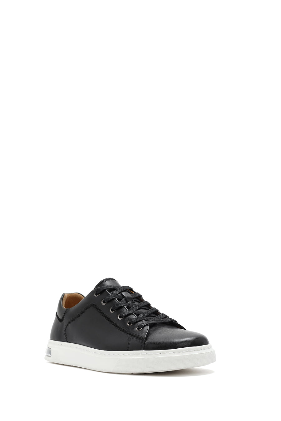 Men's Black Lace-up Leather Sneaker