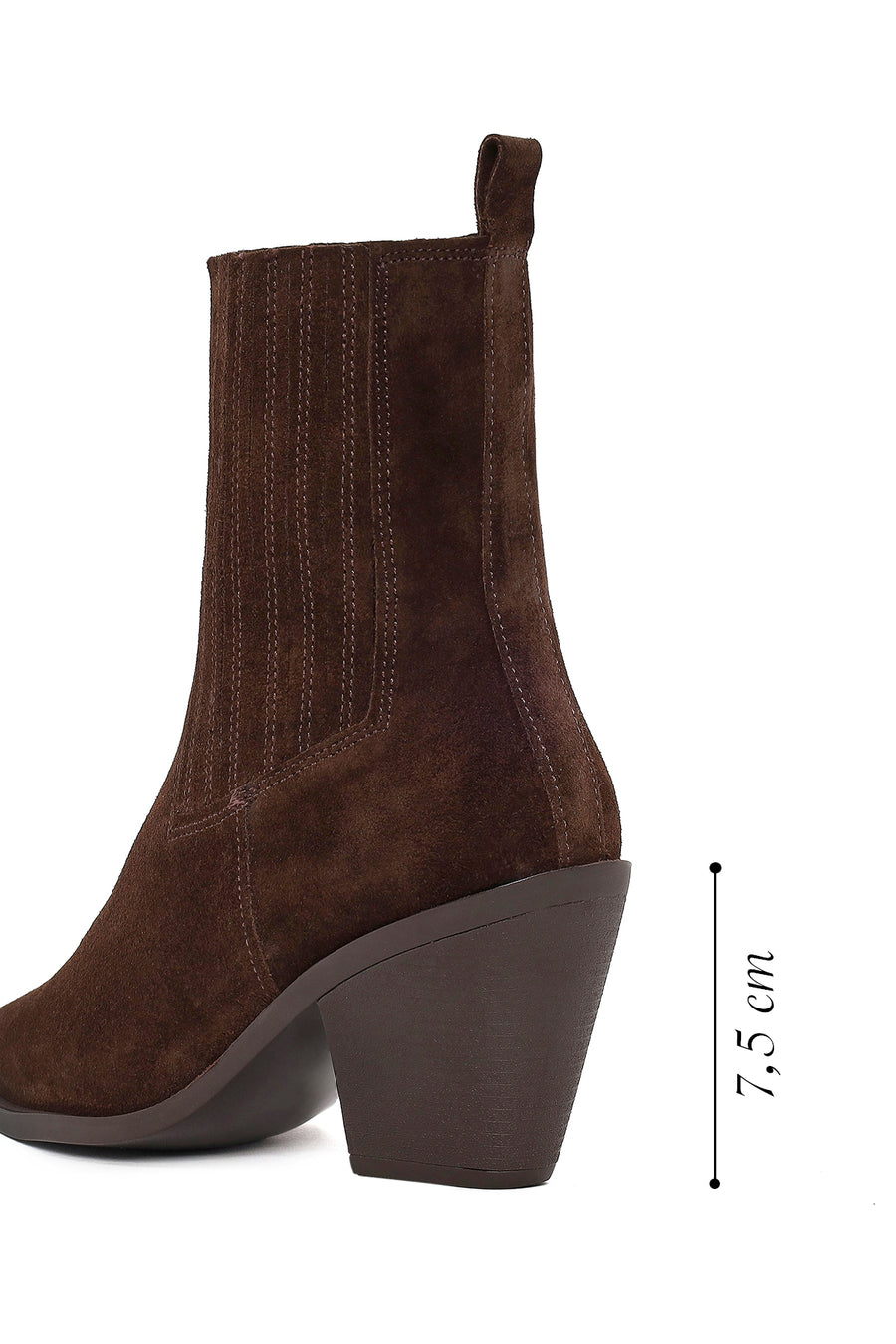 Woman Brown Chunky-Heeled Suede Cowboy Boots