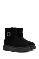 Women's Black Thick-Soled Suede Leather Boots | Derimod