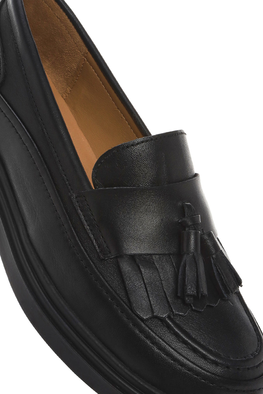 Women's Black Tassel Leather Loafer