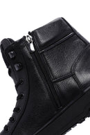 Men's Black Zippered Leather Boots | Derimod