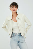 Sirena Women's White Short Leather Jacket | Derimod