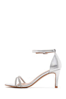 Women's Silver Stone Heeled Sandals | Derimod