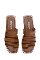 Women's Tan Leather Slippers | Derimod