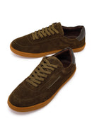 Erkek Haki Bağcıklı Süet Deri Sneaker | Derimod