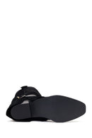 Woman Black Thick-Heeled Suede Leather Cowboy Boots | Derimod