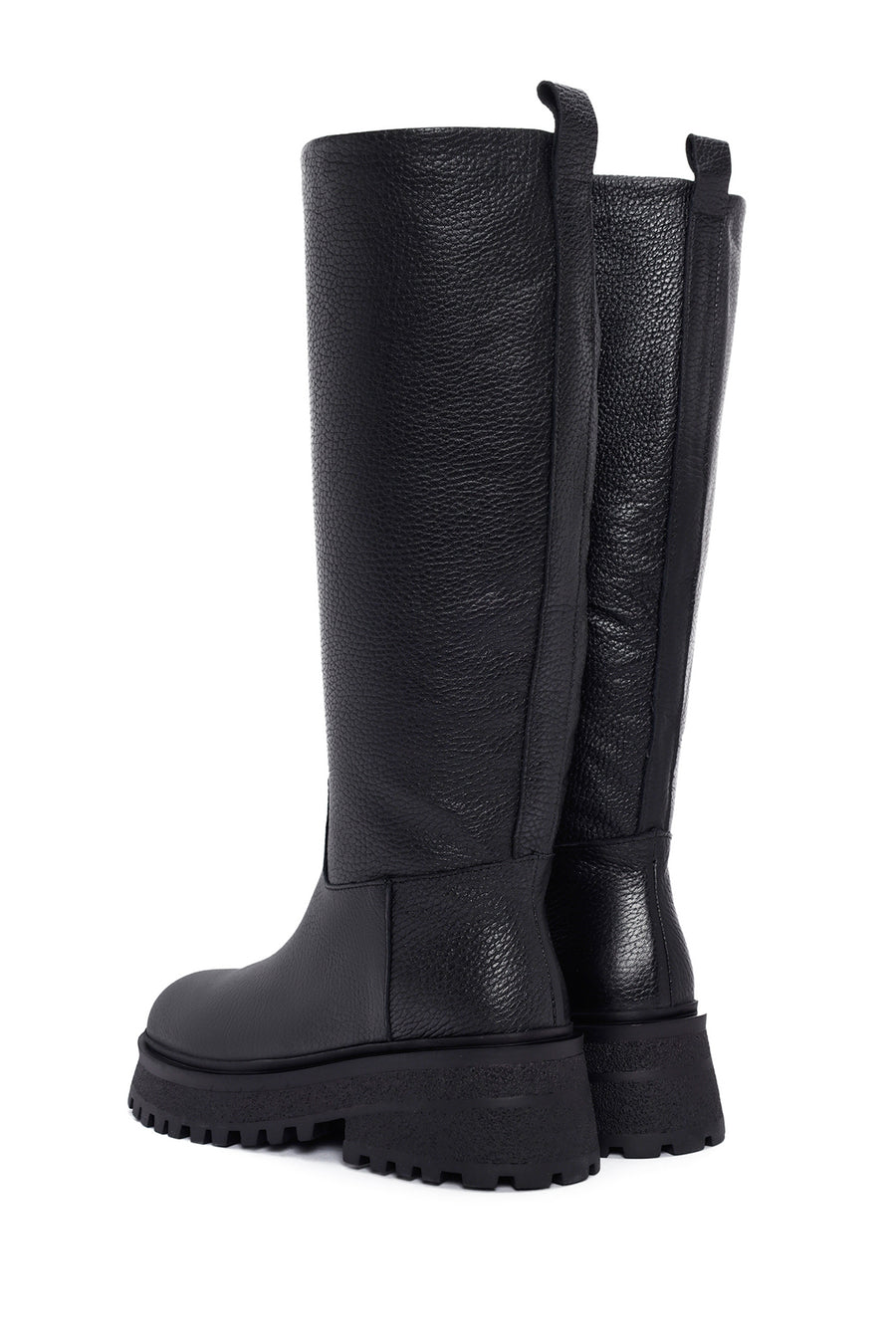 Women's Black Zippered Leather Boots