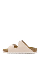 Birkenstock Women's Beige Arizona Bf Double Buckle Slippers | Derimod