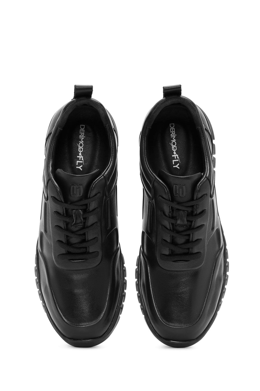 Derimod Fly Erkek Siyah Bağcıklı Deri Casual Sneaker