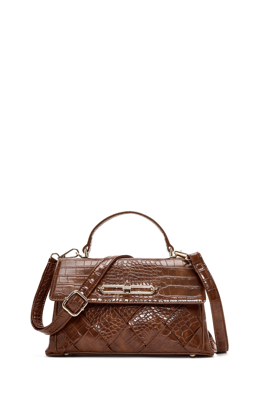 Women's Brown Long Strap Crocodile Patterned Handbag 24WBD2650E3 | Derimod