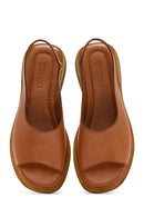Women's Tan Leather Sandals | Derimod