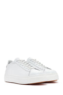 Women's White Lace-Up Leather Sneaker | Derimod