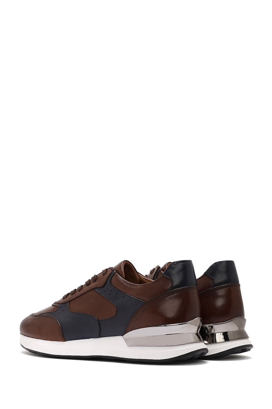 Erkek Taba Bağcıklı Deri Sneaker