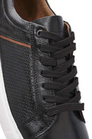 Erkek Siyah Bağcıklı Deri Sneaker | Derimod