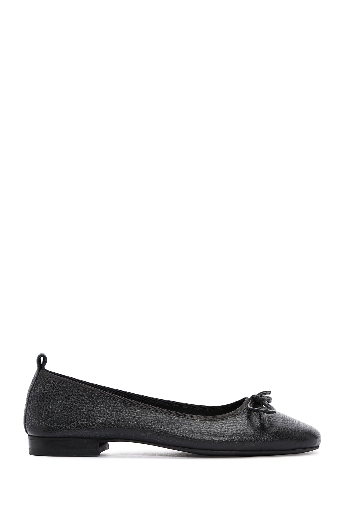 Women's Black Buckle Detailed Leather Ballerinas 24SFD1318FT | Derimod