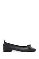 Women's Black Buckle Detailed Leather Ballerinas | Derimod