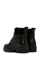 Women's Black Zippered Leather Boots | Derimod