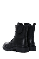 Men's Black Zippered Leather Casual Combat Boots | Derimod