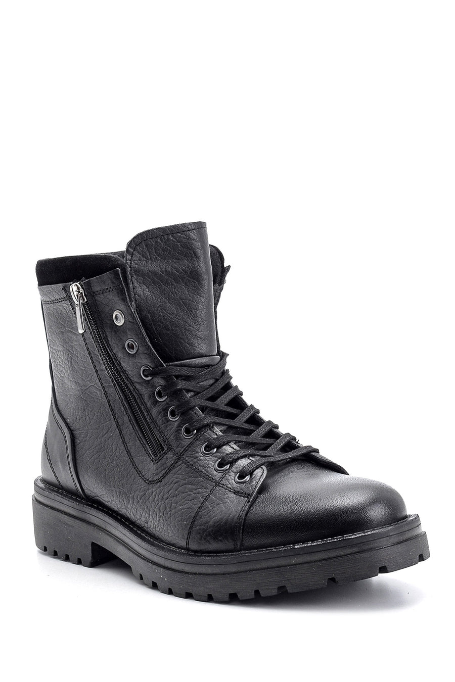 Men's Zippered Leather Boots