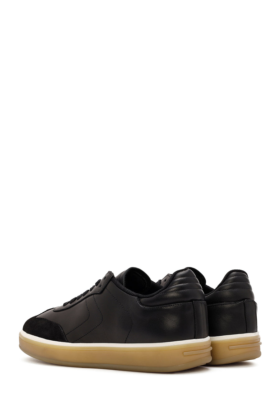 Men's Black Lace-up Leather Sneaker