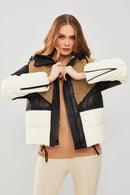 Monterosa Women's Multicolor Hooded Plush Puffer Leather Coat | Derimod