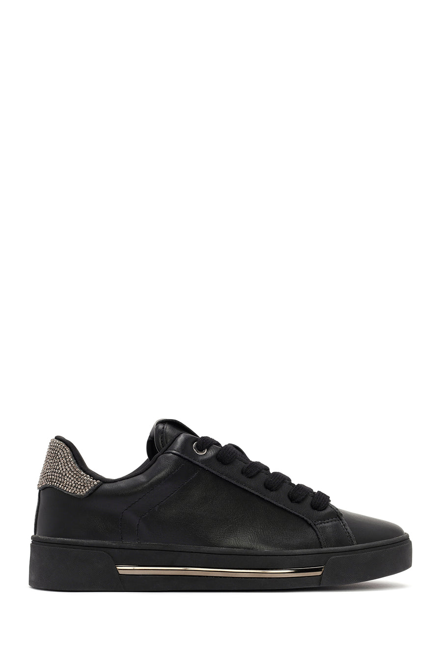 Woman Black Lace-Up Rhinestone Sneakers AF520001SV | Derimod