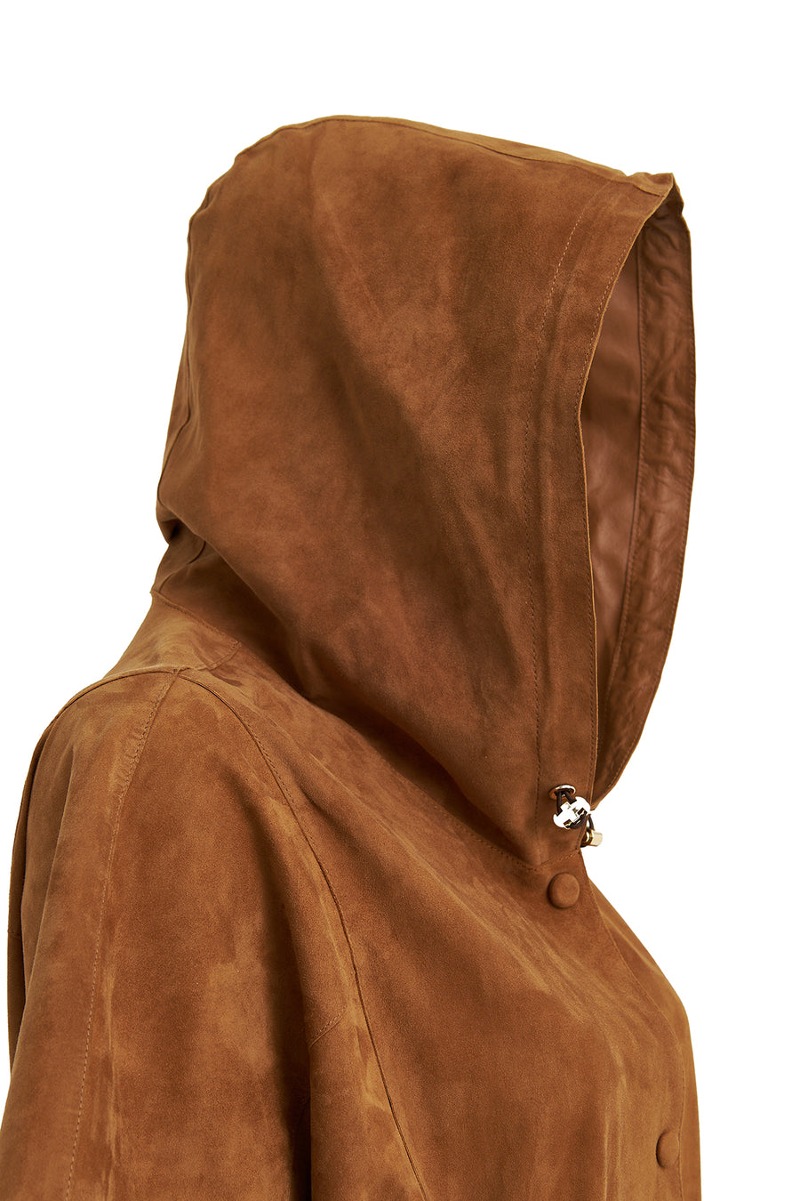 Miranda Women's Brown Hooded Suede Leather Long Vest