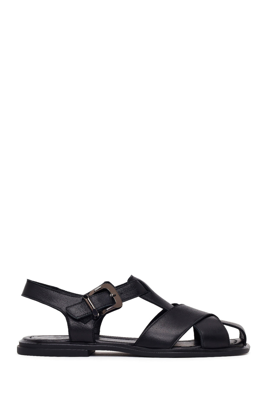 Woman Black Ankle-Buckle Leather Sandals 26SFD341918 | Derimod