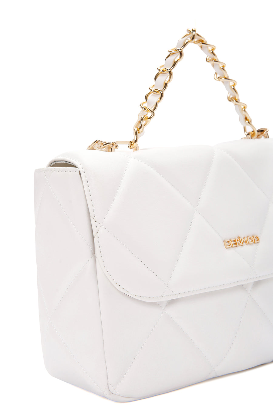 Women's White Long Strap Quilted Shoulder Bag