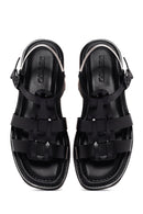 Women's Black Ankle Strap Leather Comfort Sandals | Derimod