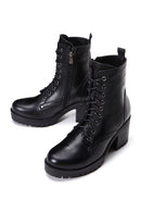 Women's Black Leather Heeled Boots | Derimod