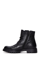 Men's Black Zippered Leather Casual Boots | Derimod