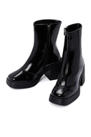 Women's Black Patent Leather Heeled Zippered Casual Boots | Derimod