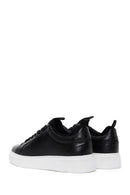 Men's Black Leather Thick Sole Sneaker with Socks | Derimod