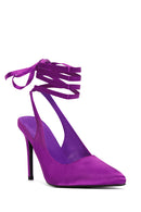 Women's Purple Ankle Strap Satin Heeled Shoes | Derimod