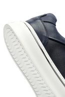 Erkek Lacivert Bağcıklı Kalın Tabanlı Deri Sneaker | Derimod