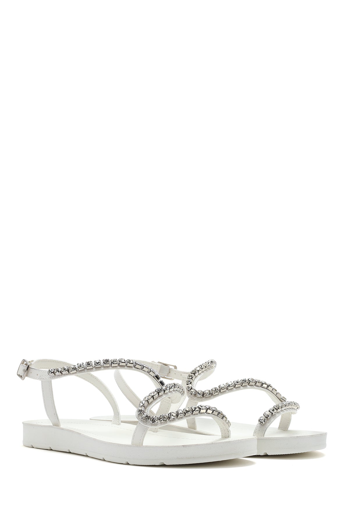 Kadın Beyaz Taşlı Sandalet