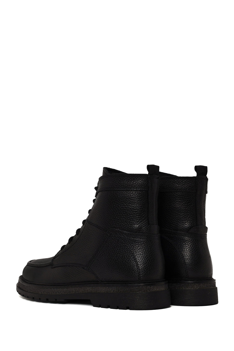 Male Black Lace-up Leather Casual Boots