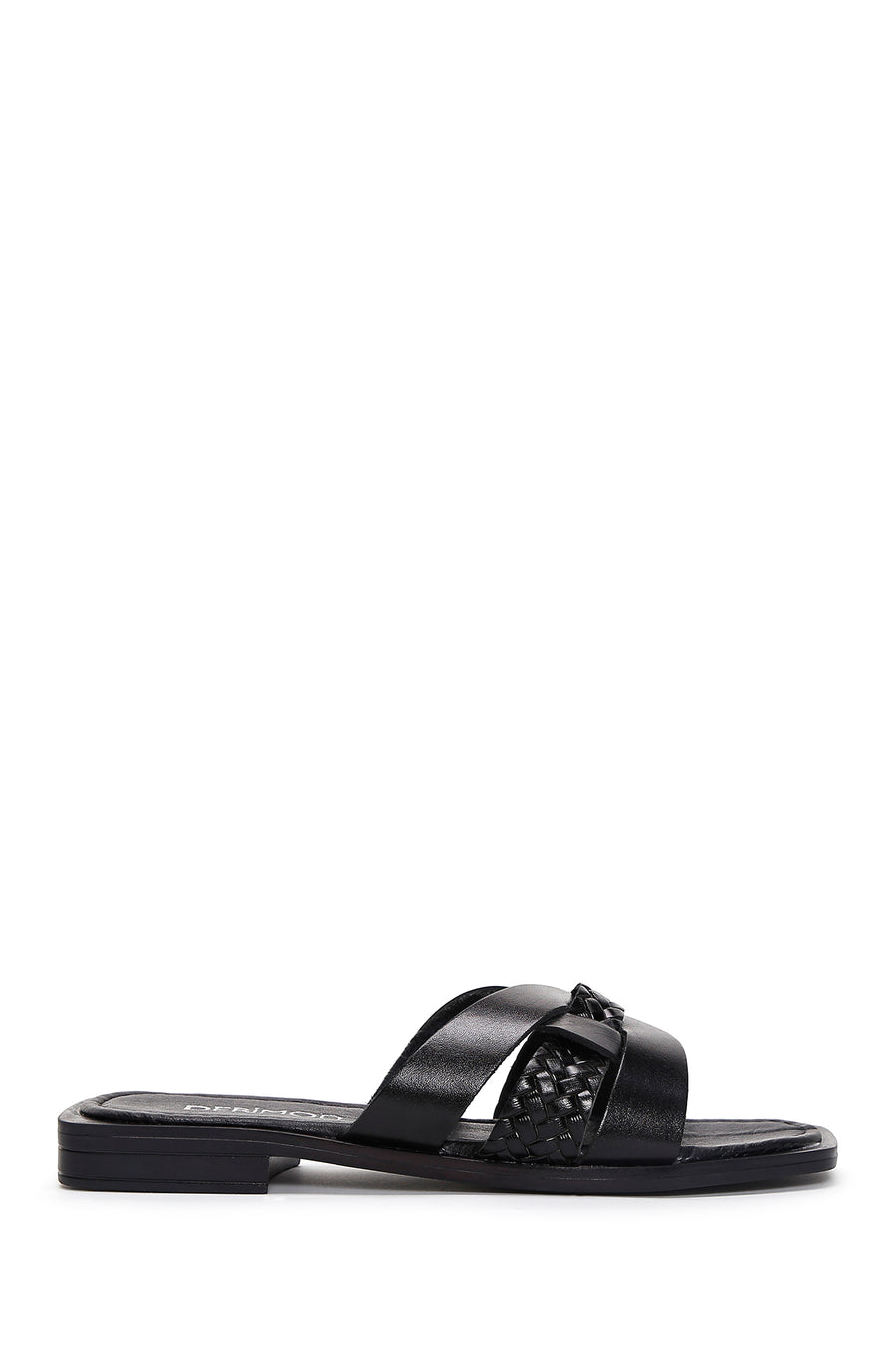 Women's Black Leather Slippers 24SFD330118 | Derimod