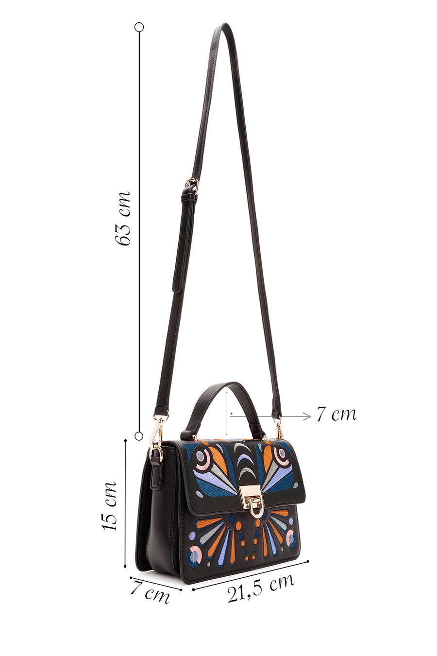 Women's Black Long Strap Printed Shoulder Bag
