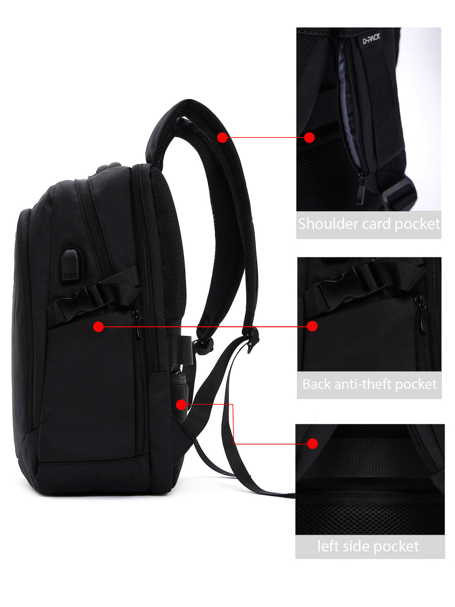 D-Pack Unisex Siyah Teknolojik Kumaş Sırt Çantası