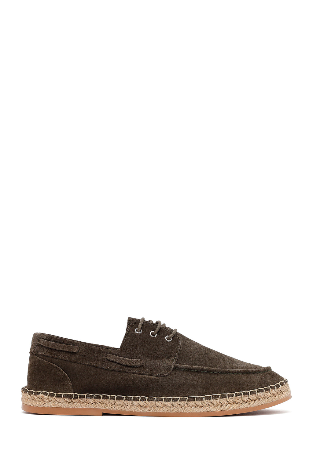 Erkek Haki Bağcıklı Süet Deri Espadril
