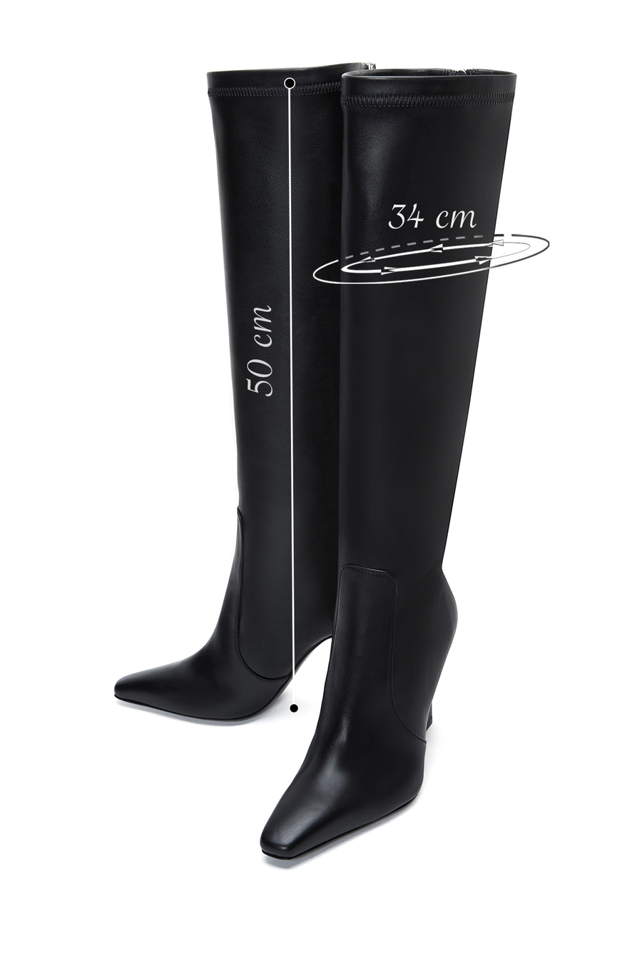 Women's Black Leather Heeled Boots